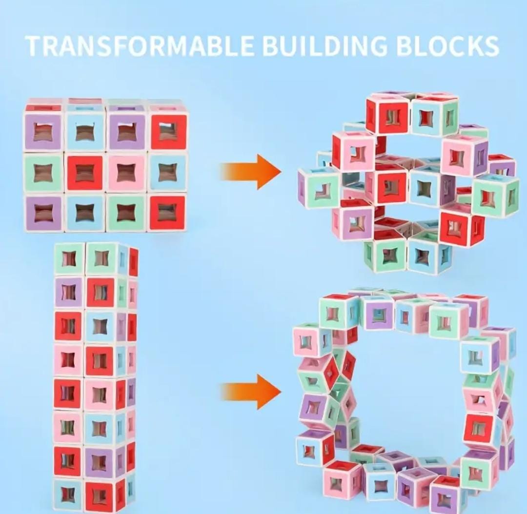 3D Transform Movable Cube Shape Building Blocks - 180 pieces