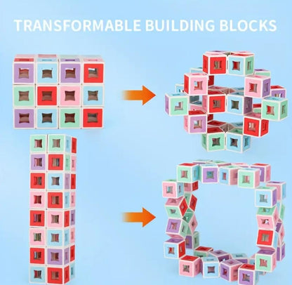 3D Transform Movable Cube Shape Building Blocks - 180 pieces