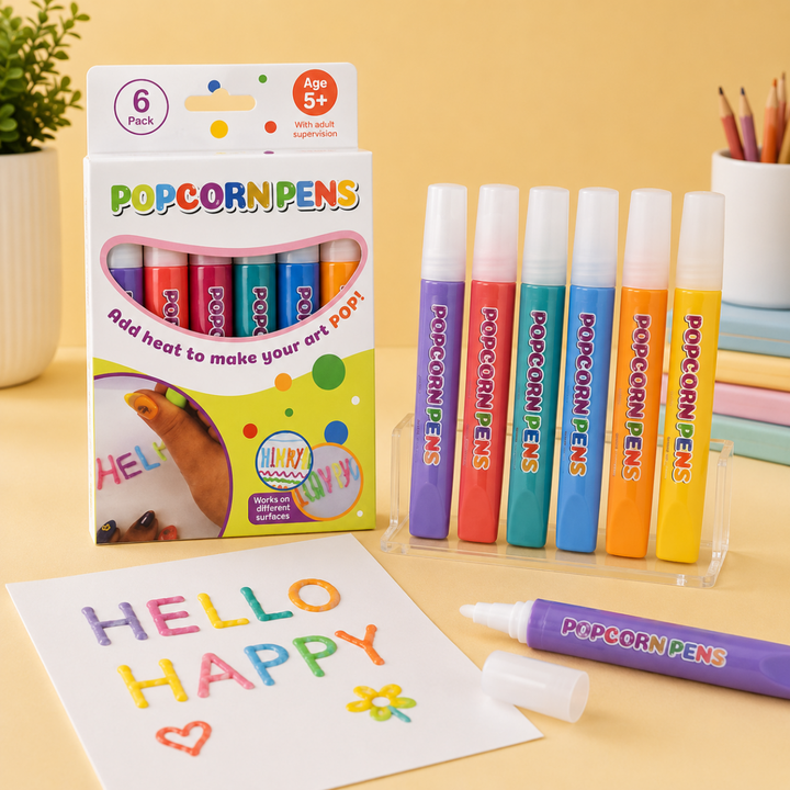 DIY 3D Art Bubble Popcorn Drawing Pens - 6 pieces