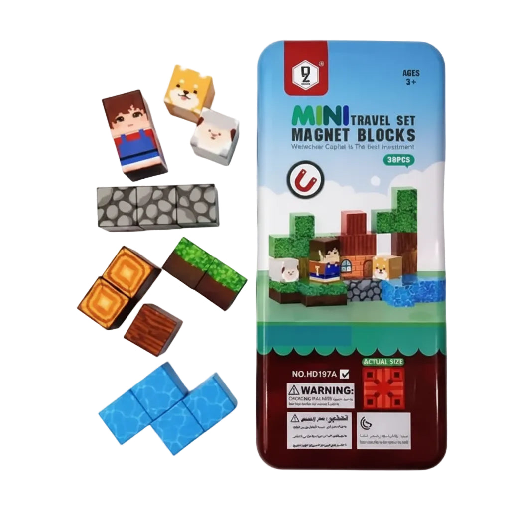 Minecraft 38 Pcs Mini Travel Set Magnet Blocks