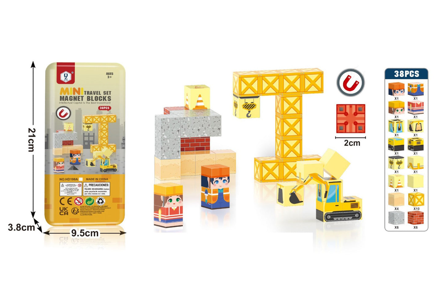 3D Construction Magnetic 38 Pcs Blocks