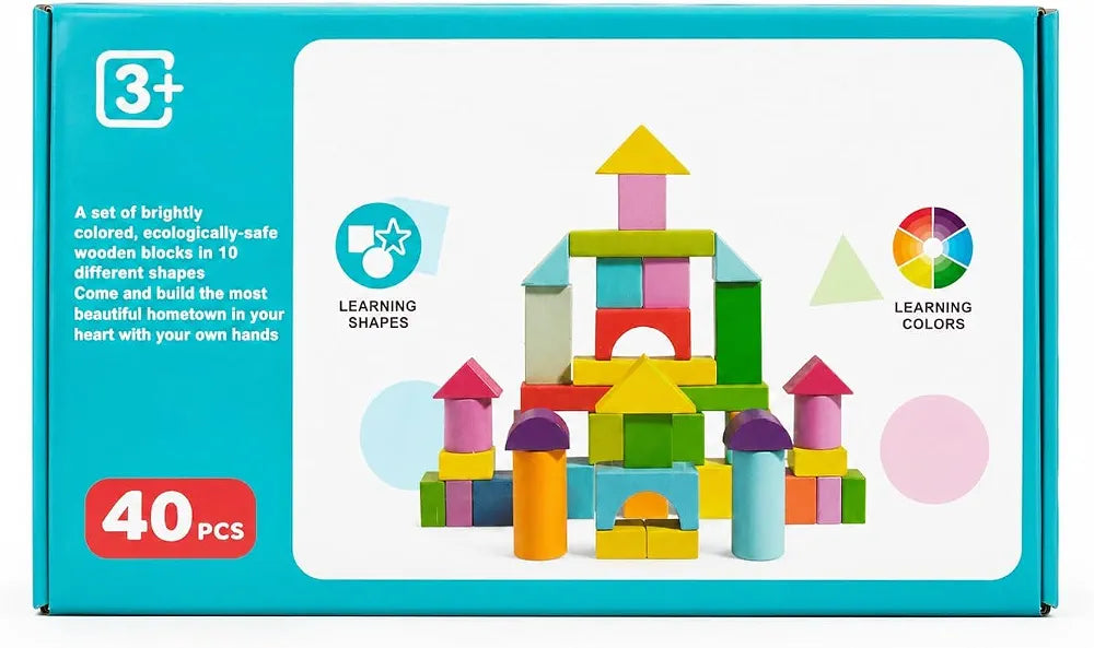 Wooden Multicolor Building Blocks – 40 pieces