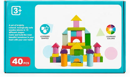 Wooden Multicolor Building Blocks – 40 pieces