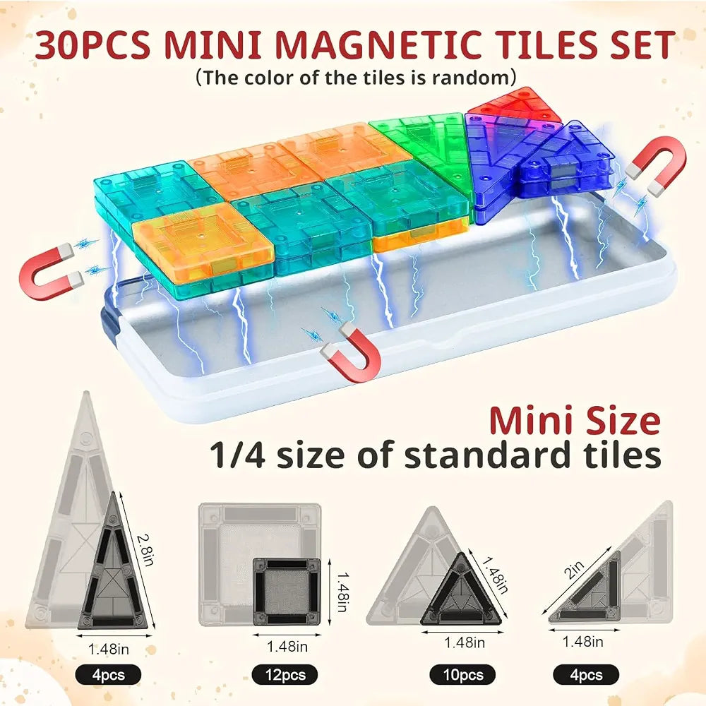 Mini Travel Magnetic Tile Blocks Set 30 Pieces
