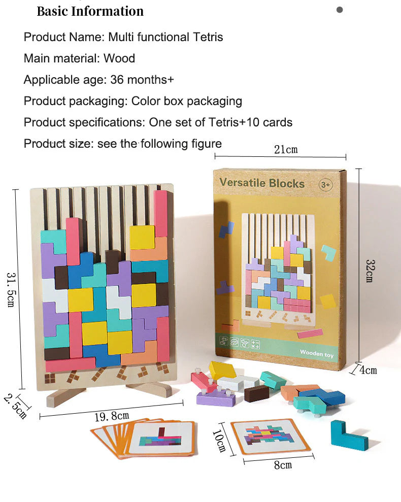 Wooden Montessori Russian Block Puzzle Stacking Toy