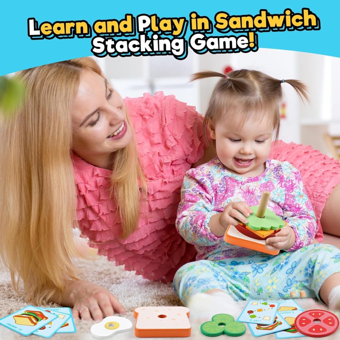 Wooden Sandwich Stacking and Pattern Matching Toy