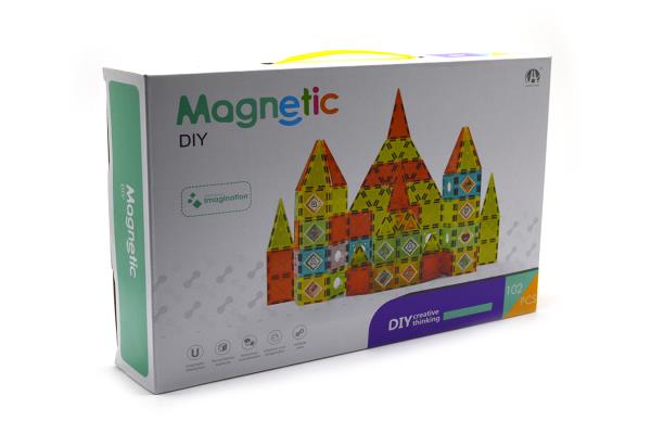 DIY Magnetic Tile Construction Set For Kids 102 Piece