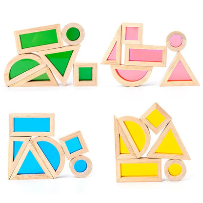 Sensory Light and Colour Wooden Acrylic Rainbow Blocks – 24pc