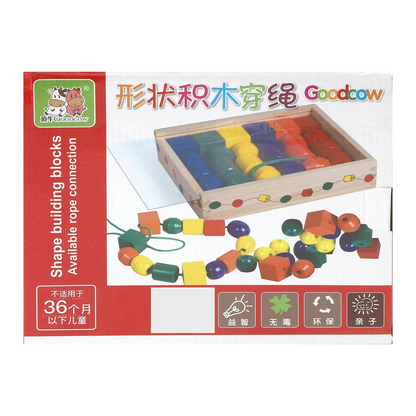 Geometric Shape Wooden Lacing Beads