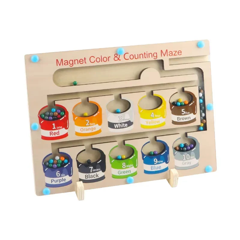 Magnet Color & Counting Maze Magnetic Pen Moving Ball Game Educational Toy