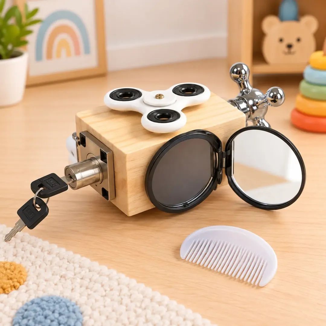 Wooden 8-IN-1 Sensory Activity Interactive Busy Cube