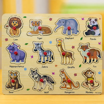Wild Animals Wooden Peg Puzzle