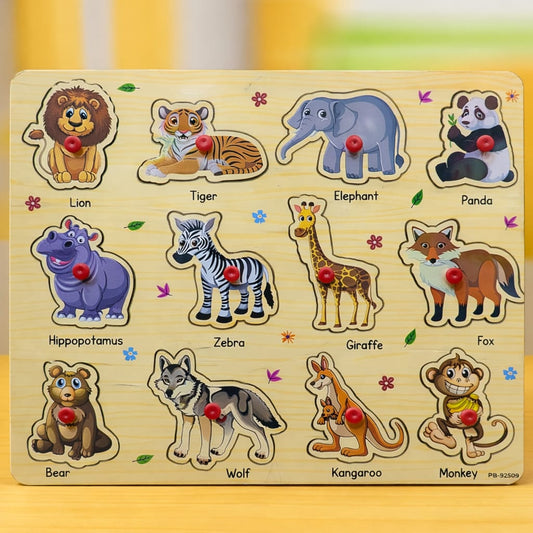Wild Animals Wooden Peg Puzzle
