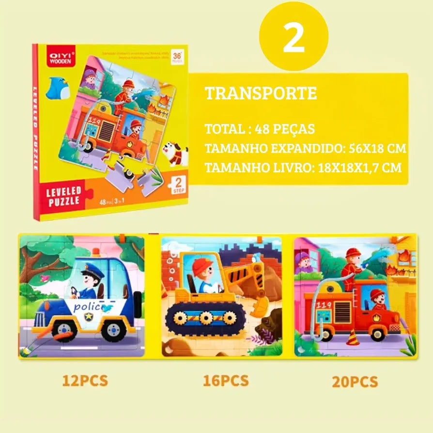 3 in 1 QIYI Wooden Level Magnetic Jigsaw Puzzle Book For Kids