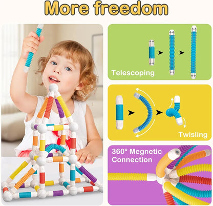 Flexible Magnetic Tube Building Block Rods - 38pcs