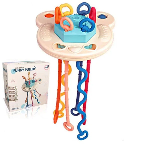 3in1 Silicon Funny Teether & Puller Toy