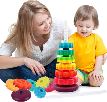 Rainbow Stacking Spinning Tower: 6 pcs