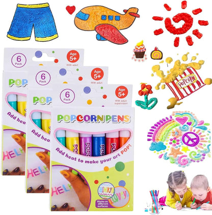 DIY 3D Art Bubble Popcorn Drawing Pens - 6 pieces