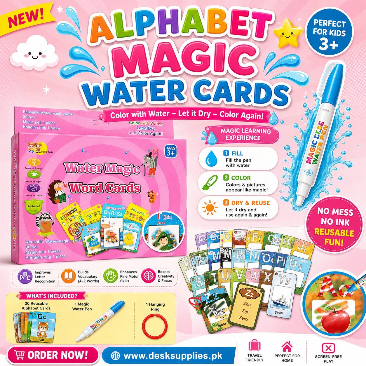 Alphabets Magic Water Word Cards