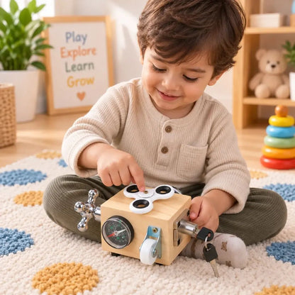 Wooden 8-IN-1 Sensory Activity Interactive Busy Cube