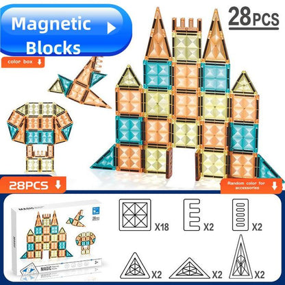 Magnetic Magic Magnetic Block Tiles For Kids (28 Pieces)