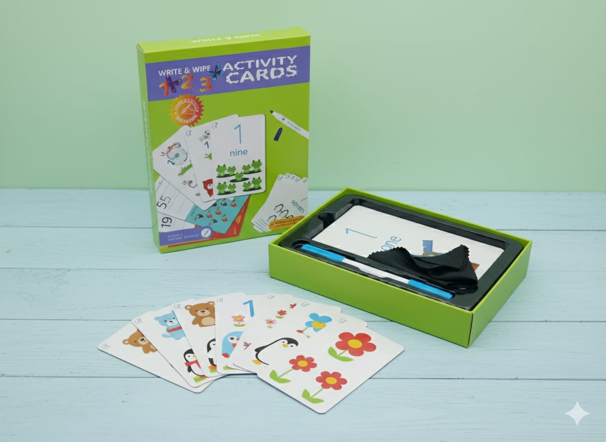 123 Write-and-Wipe Learning Cards – Reusable Early Learning Set