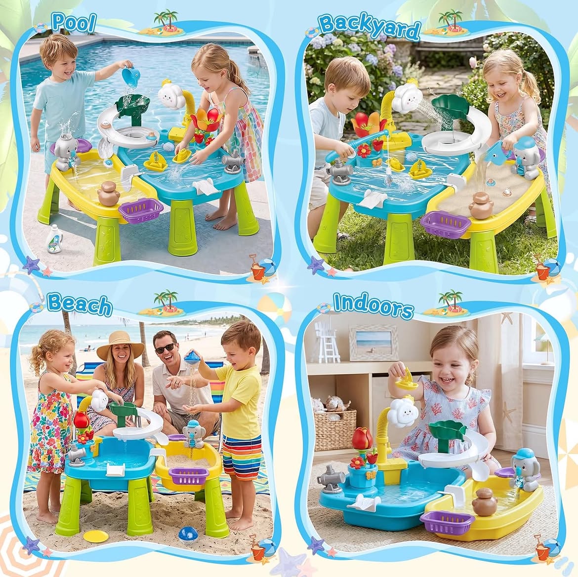 Animal WaterPark Play Table with Pump Circulating Electric Water Table Interactive Toy Cordless for Toddlers