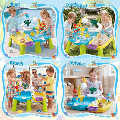 Animal WaterPark Play Table with Pump Circulating Electric Water Table Interactive Toy Cordless for Toddlers