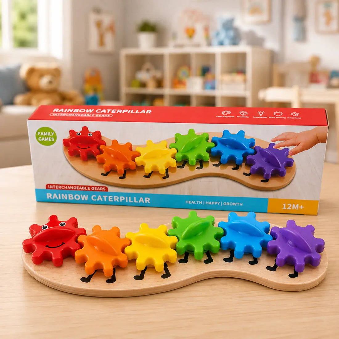 Rotating Interchangeable Gears Rainbow Caterpillar