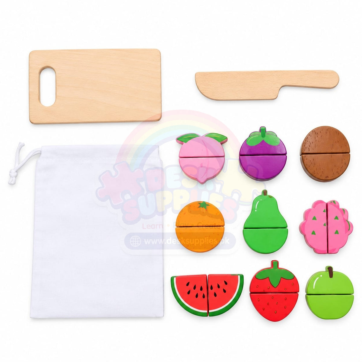 Wooden Fruit Cutting Set – 12 Pieces