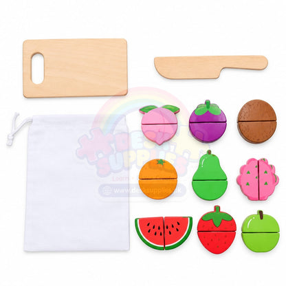 Wooden Fruit Cutting Set – 12 Pieces