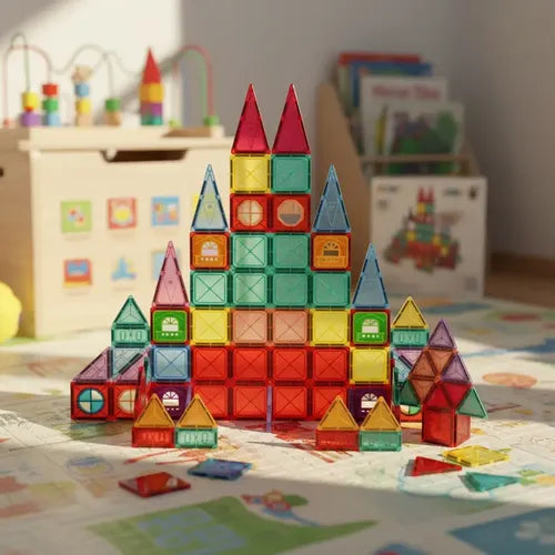 Magnetic Blocks And Tiles Building Set For Endless Creativity And Construction Fun (110 Pcs)