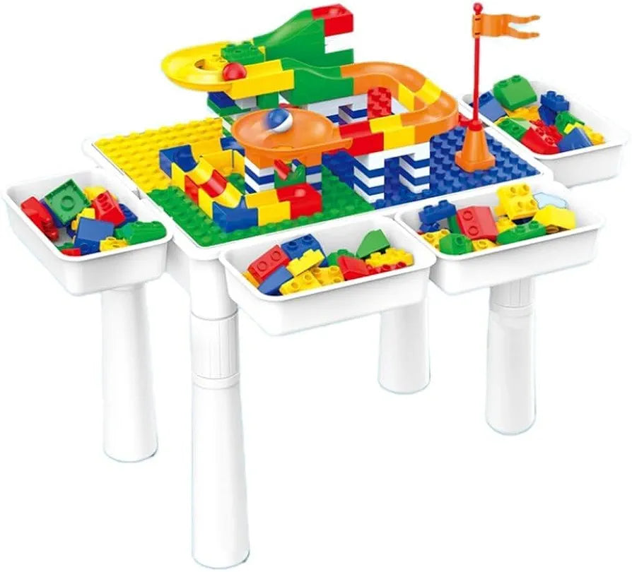 Kids Building Blocks Table with Chair & Learning Station (102 Pcs)