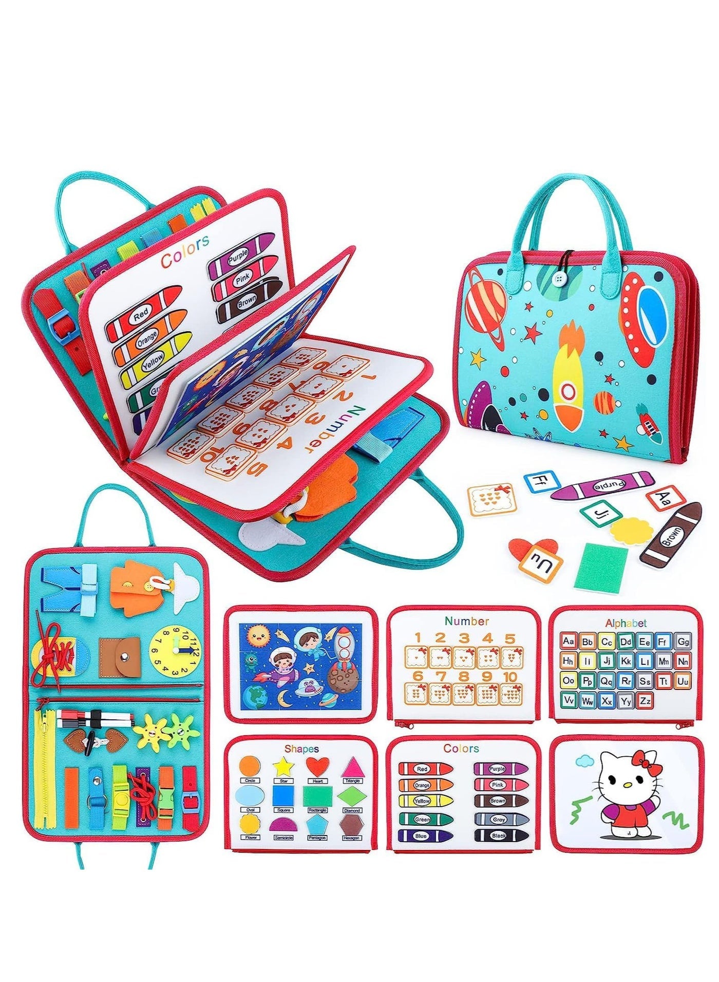 Montessori Travel Friendly Felt Motor Skills and Sensory Book