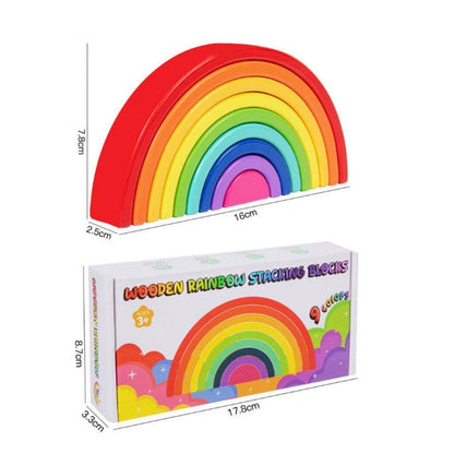 Wooden Rainbow Stacking Blocks – 9 pieces