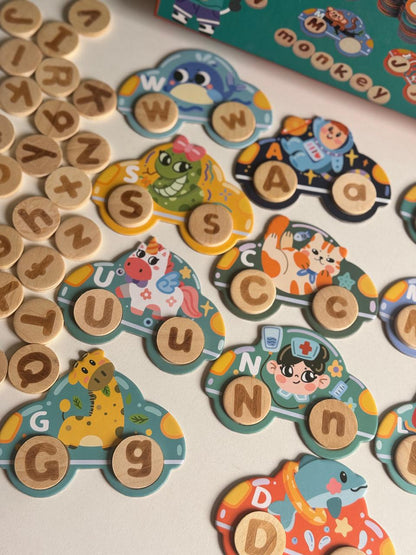 Wooden Match Car Letters