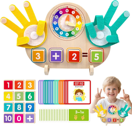 Wooden Clock and Finger Arithmetic Operation Kit