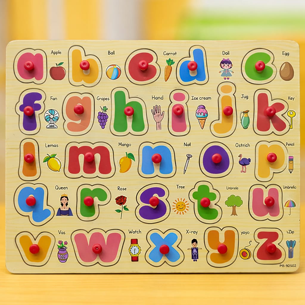 Lower Case Wooden Peg Puzzle