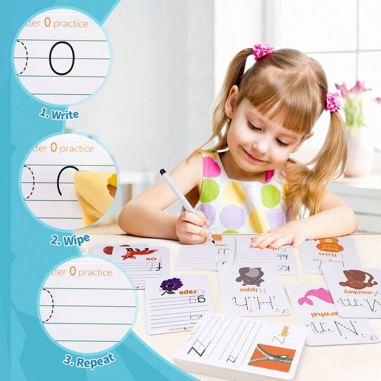 ABC Write-and-Wipe Learning Cards – Reusable Early Learning Set