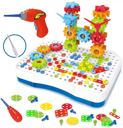 2 in 1 DIY Creative Gear & Drill Construction Kit - 190 PCs Accessories
