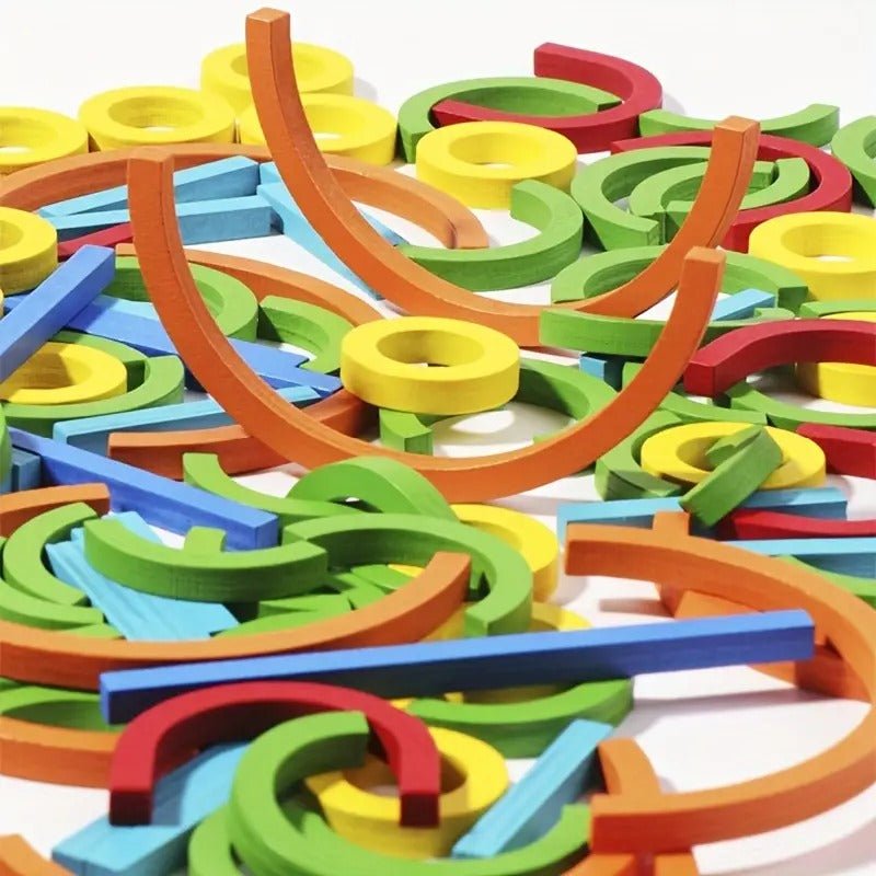 Wooden Sticks and Rings Pattern Making Puzzle Game