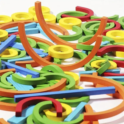 Wooden Sticks and Rings Pattern Making Puzzle Game