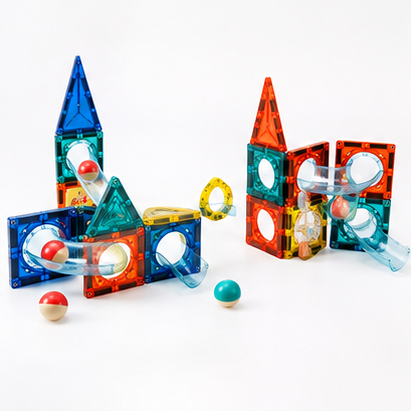 Colourful Magnetic Pipeline Building Blocks 42 pcs