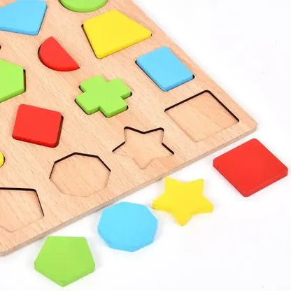 Shapes Wooden 3D Learning Mini Puzzle Board