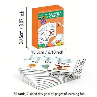 Word Write-and-Wipe Learning Cards – Reusable Early Learning Set