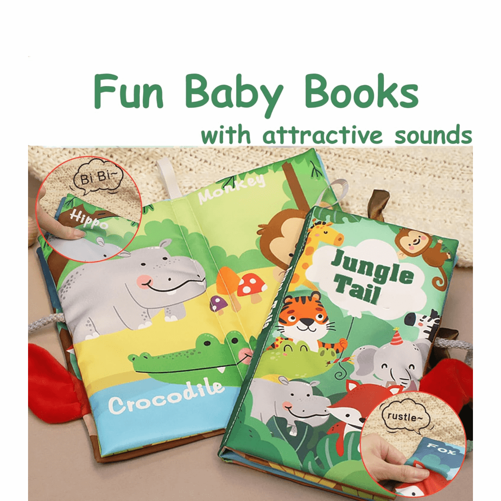 Jungle Tails- Soft Crinkle Cloth Book for Babies