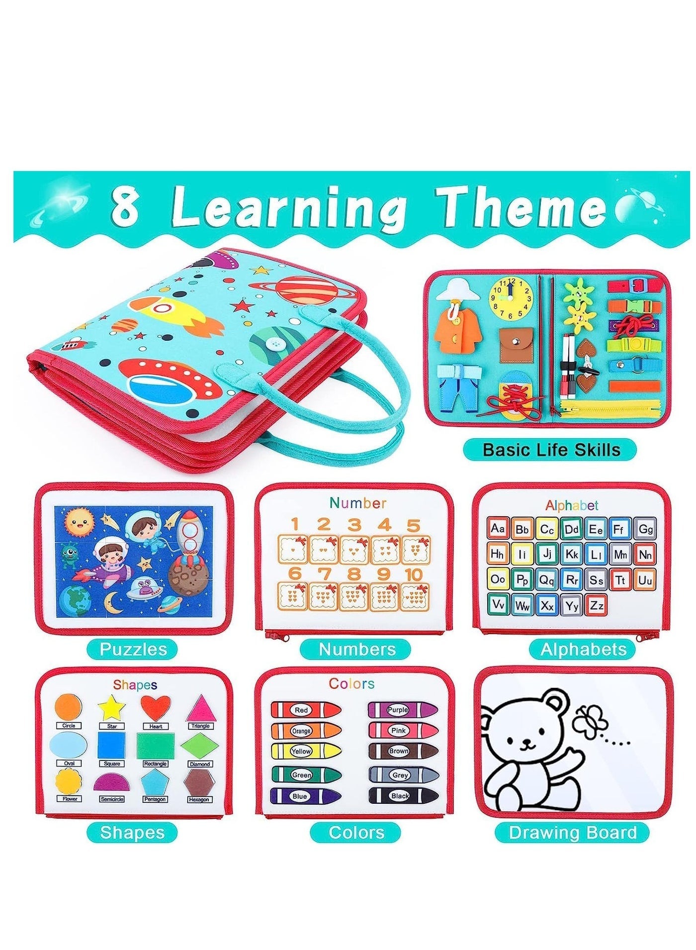 Montessori Travel Friendly Felt Motor Skills and Sensory Book