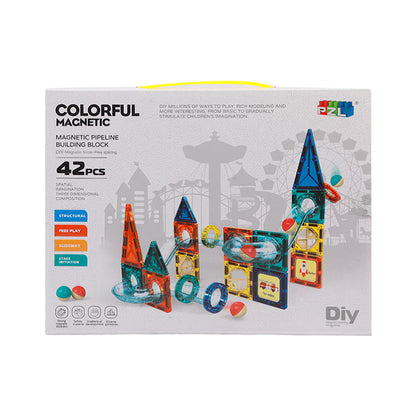 Colourful Magnetic Pipeline Building Blocks 42 pcs
