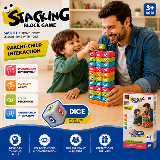 Monster Stacking Block Balance Game With Dice - 30 Piece Educational Family Toy