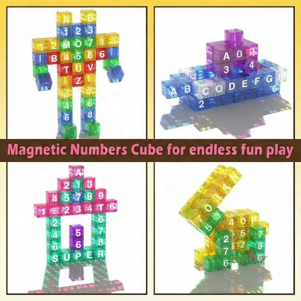 Mini Tin Travel Set Magnetic Alphabet and Number Cube 40 pieces
